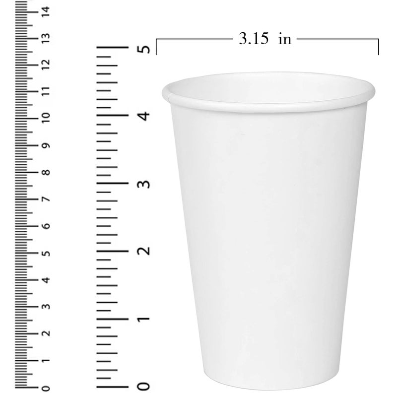 LOCONHA [150 Pack] 12 oz White Paper Cups, Disposable Paper Coffee Cups - Image 2